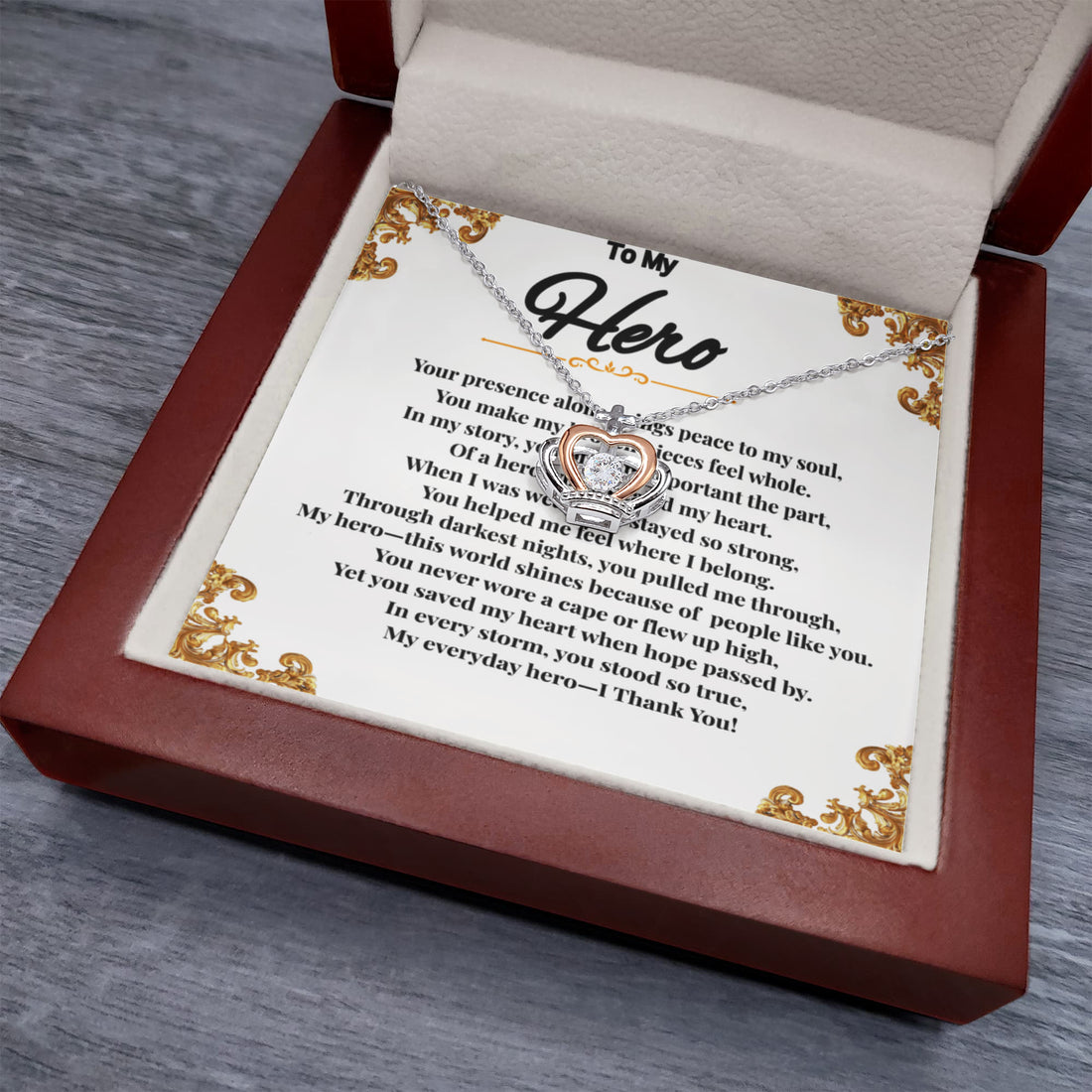 To My Hero - Crown Pendant Necklace