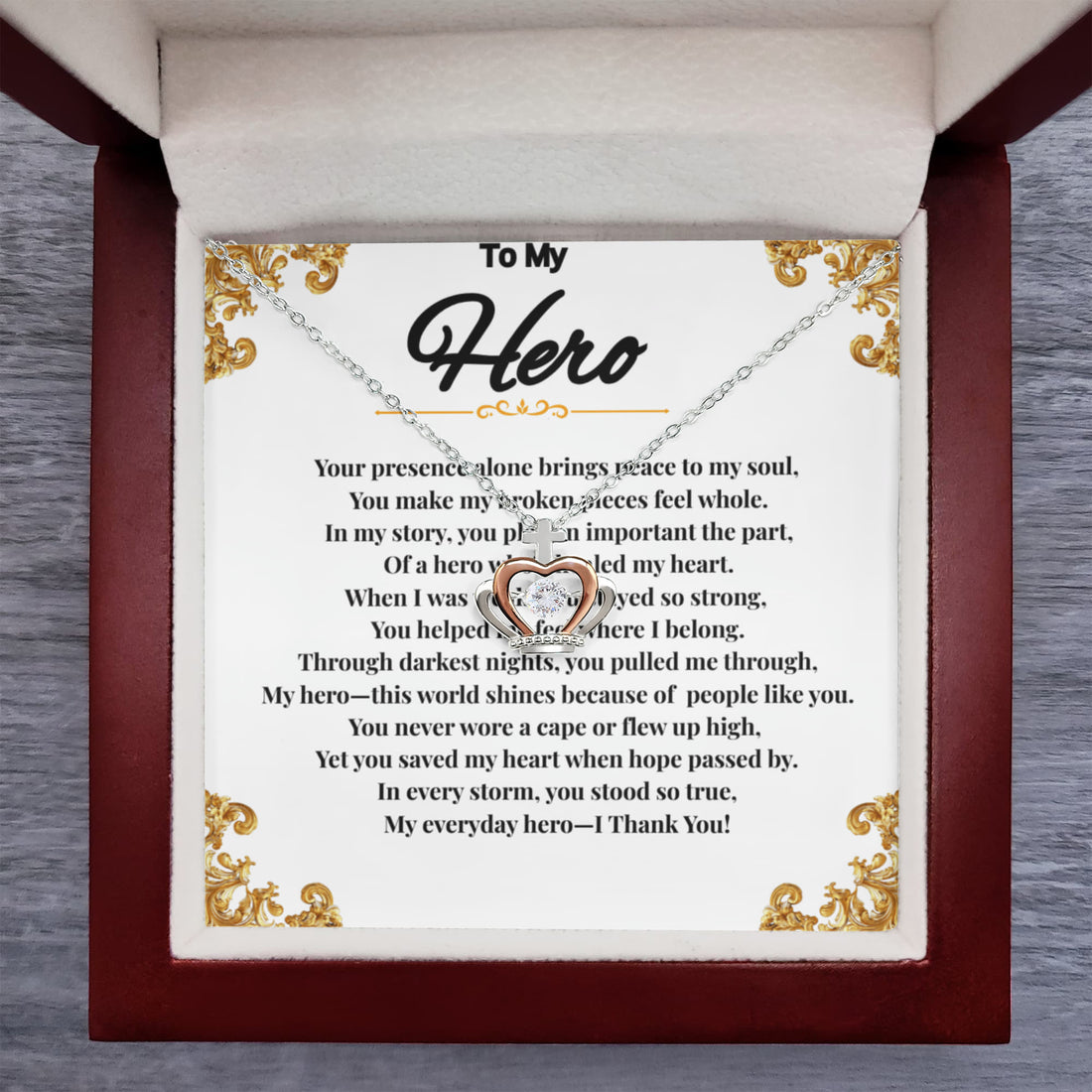 To My Hero - Crown Pendant Necklace