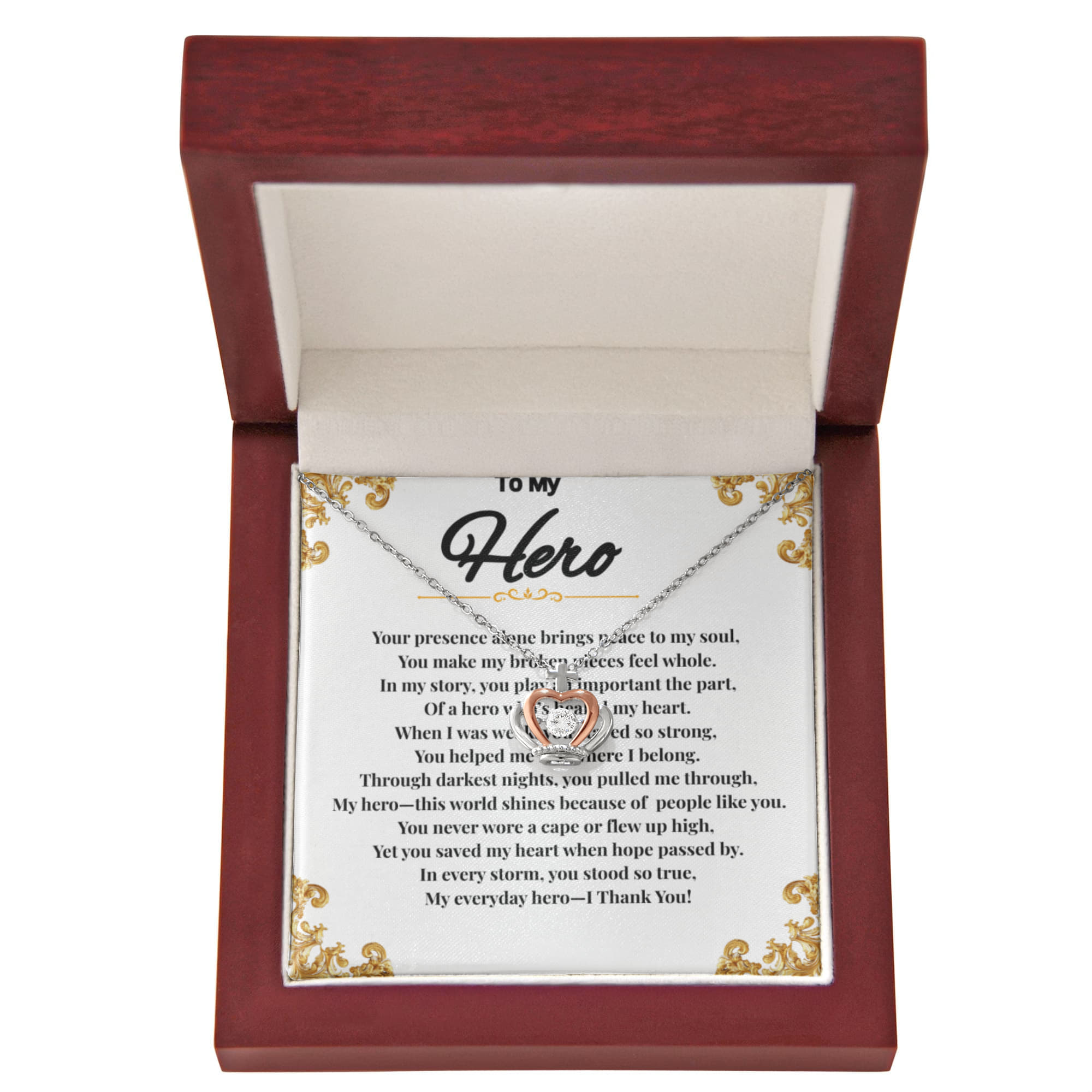 To My Hero - Crown Pendant Necklace