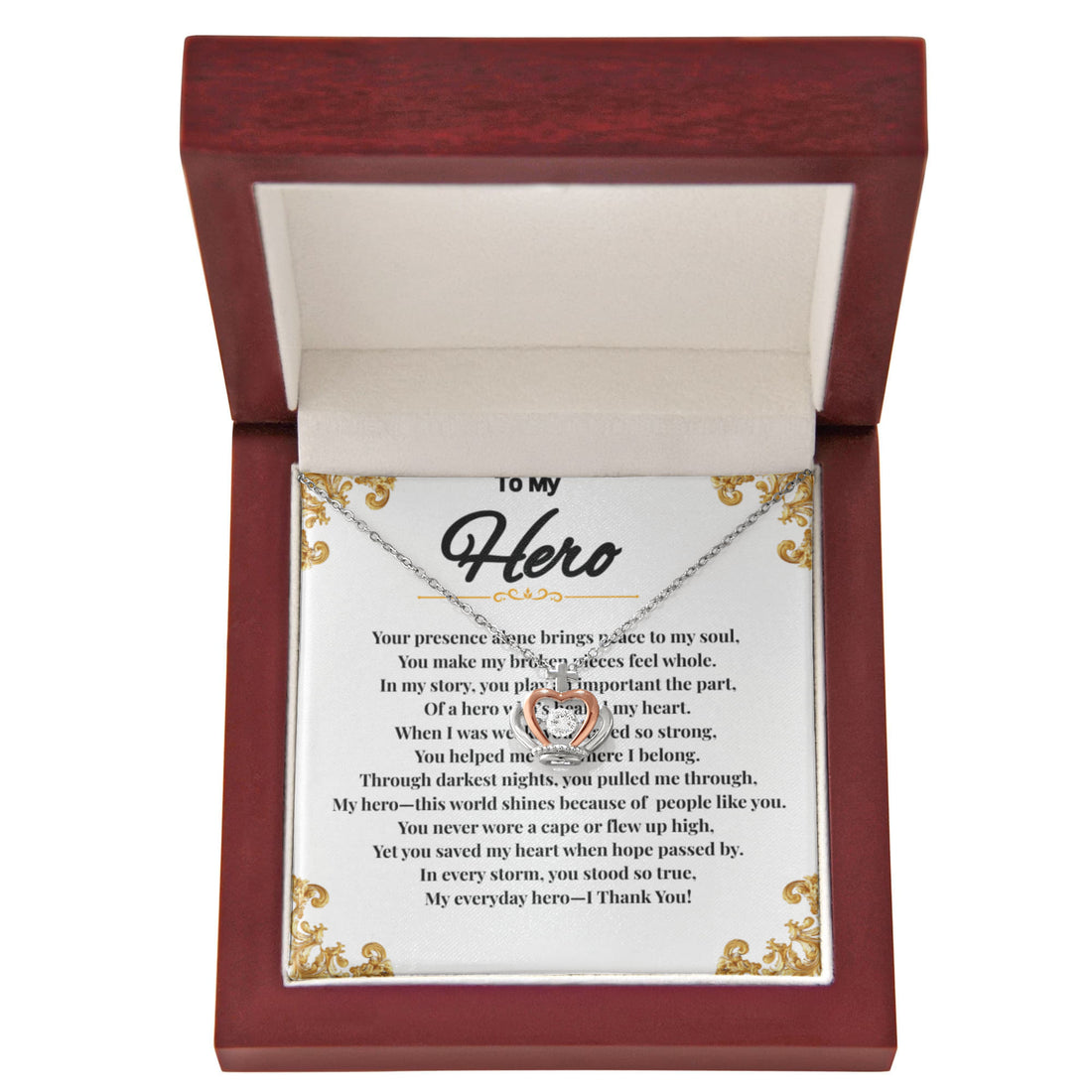 To My Hero - Crown Pendant Necklace