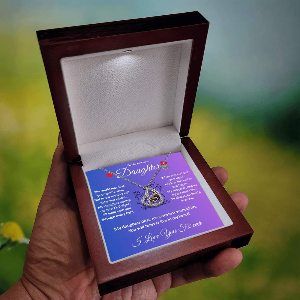 To My Amazing Daughter - Baby Heart Feet Necklace