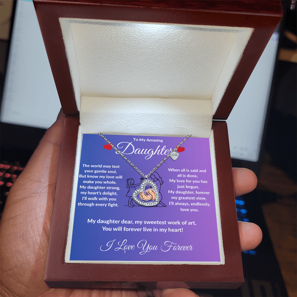 To My Amazing Daughter - Baby Heart Feet Necklace