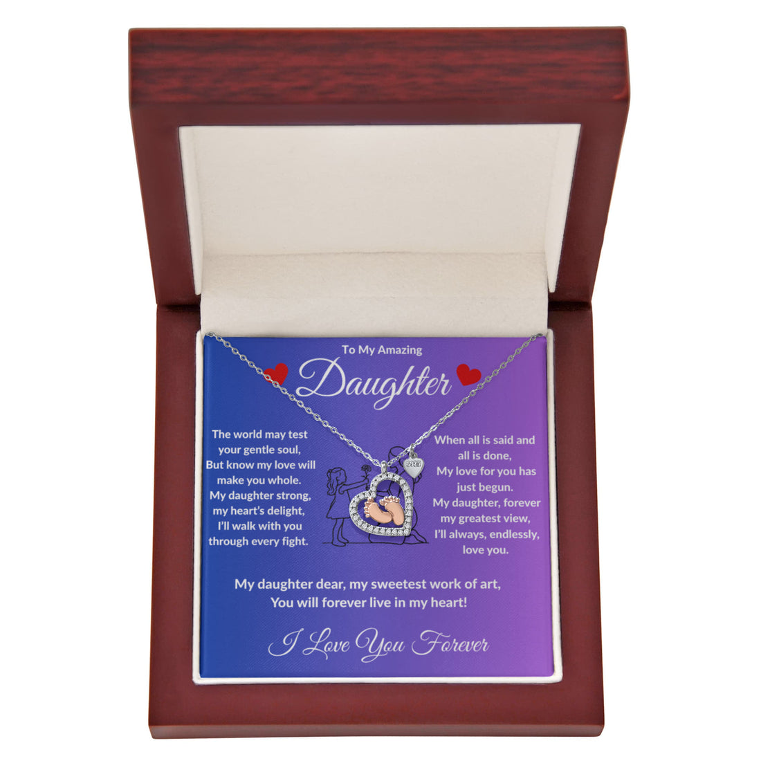 To My Amazing Daughter - Baby Heart Feet Necklace