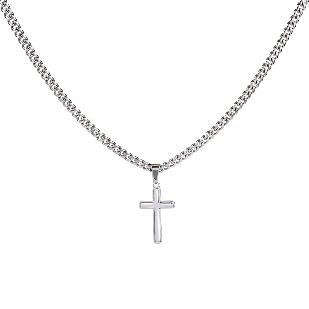 Powerful Motivation Message - Artisan Cross With Cuban Link Chain