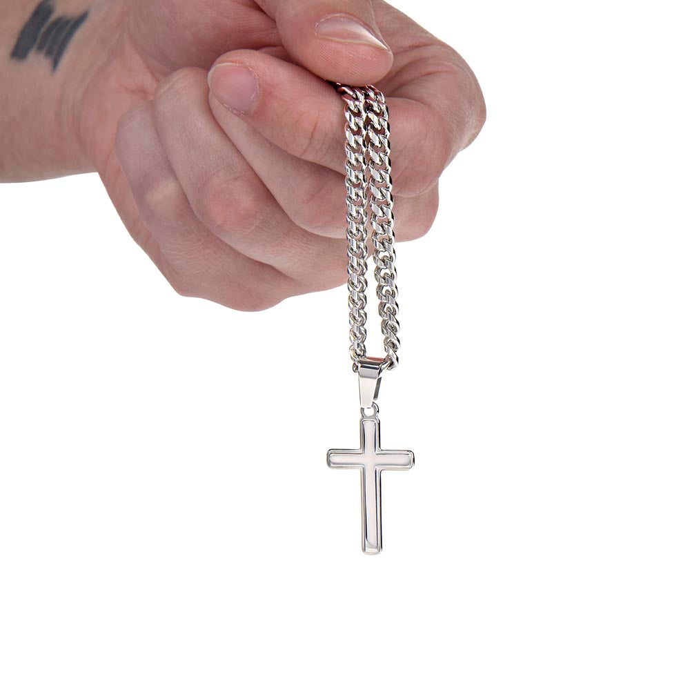 Powerful Motivation Message - Artisan Cross With Cuban Link Chain