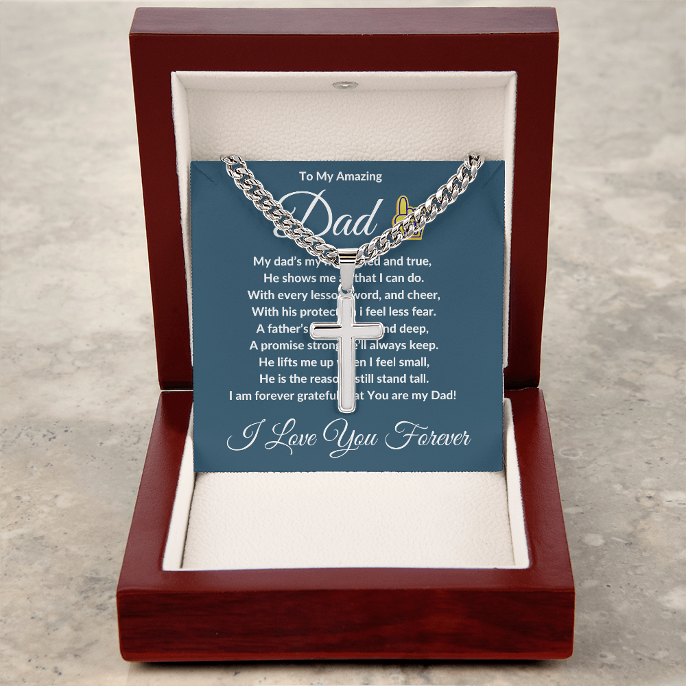 To My Amazing Dad - Custom Cross Cuban Link Chain