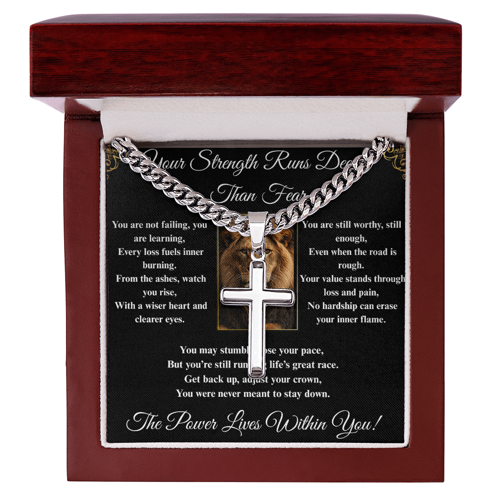 Powerful Motivation Message - Artisan Cross With Cuban Link Chain