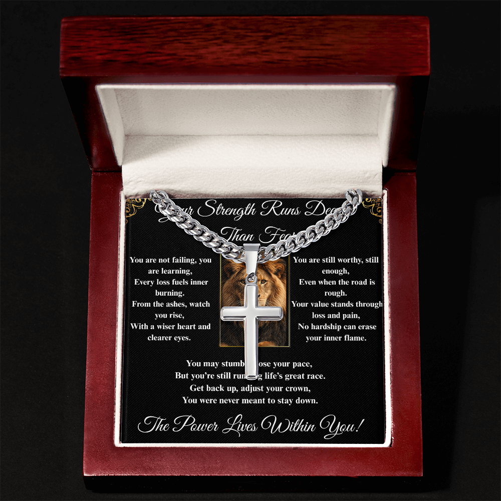 Powerful Motivation Message - Artisan Cross With Cuban Link Chain