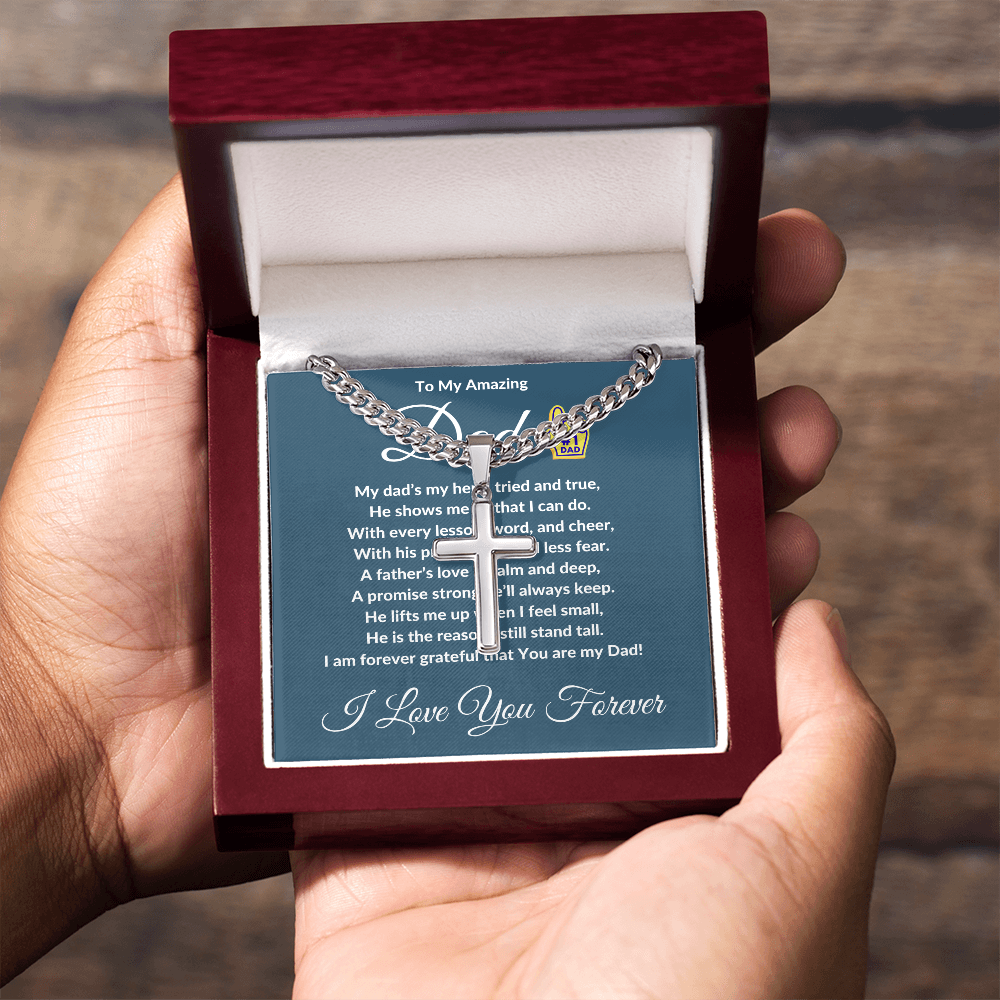 To My Amazing Dad - Custom Cross Cuban Link Chain