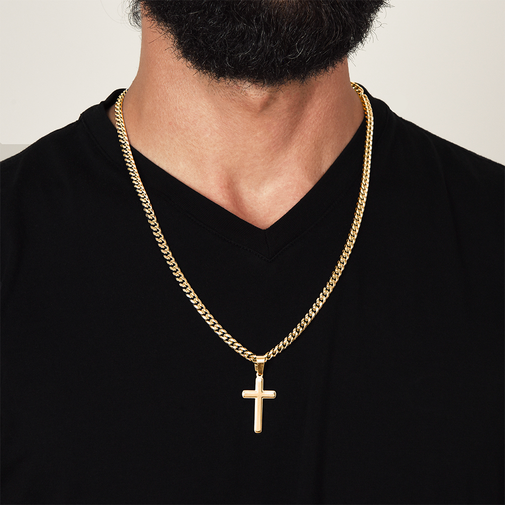 Powerful Motivation Message - Artisan Cross With Cuban Link Chain
