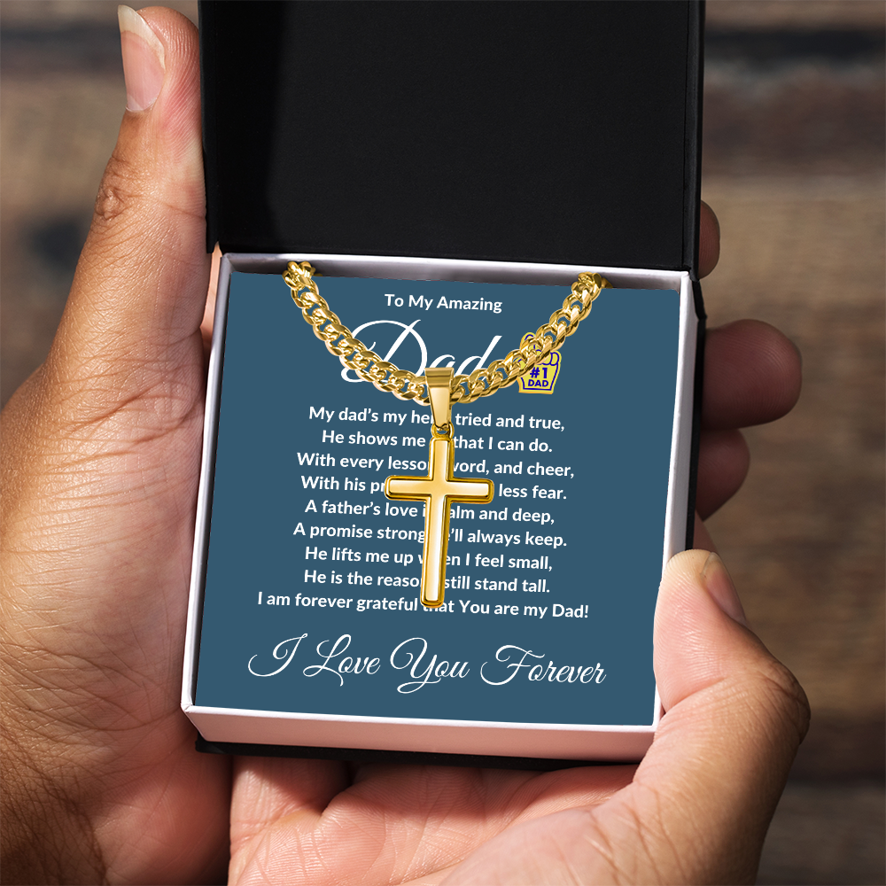 To My Amazing Dad - Custom Cross Cuban Link Chain