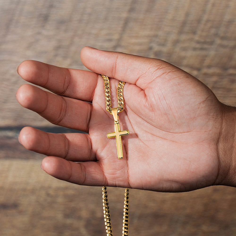 Powerful Motivation Message - Artisan Cross With Cuban Link Chain