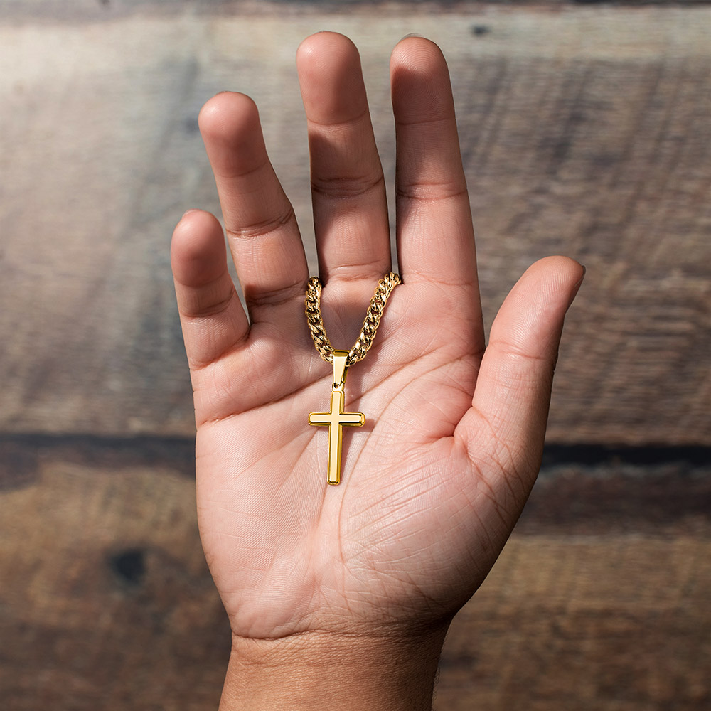 Powerful Motivation Message - Artisan Cross With Cuban Link Chain