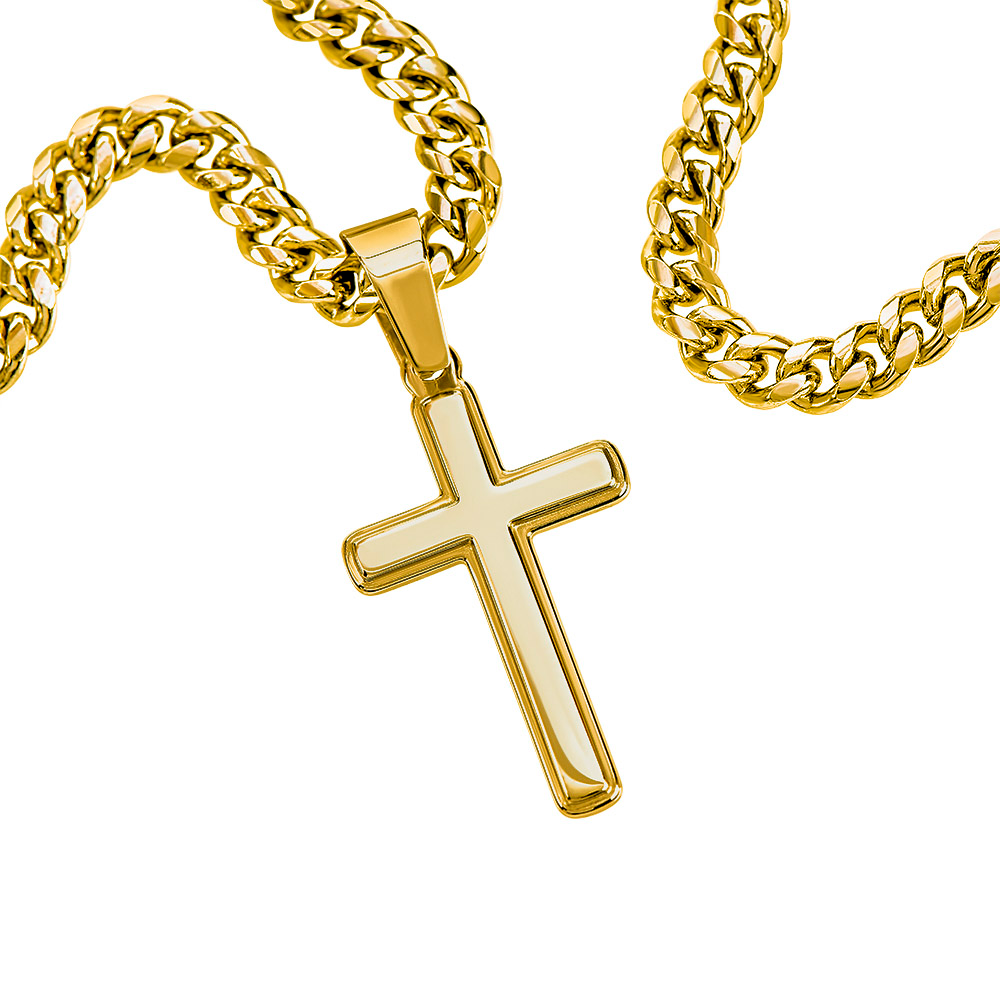 Powerful Motivation Message - Artisan Cross With Cuban Link Chain