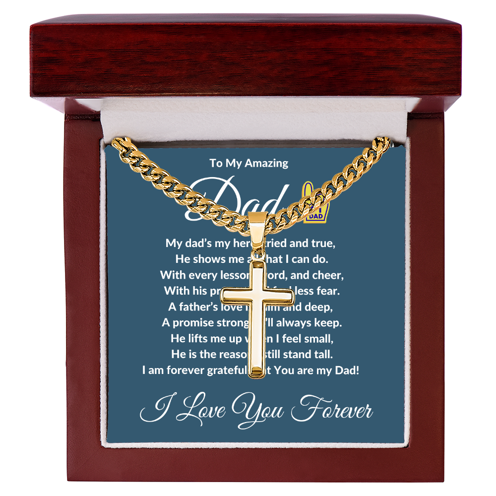 To My Amazing Dad - Custom Cross Cuban Link Chain