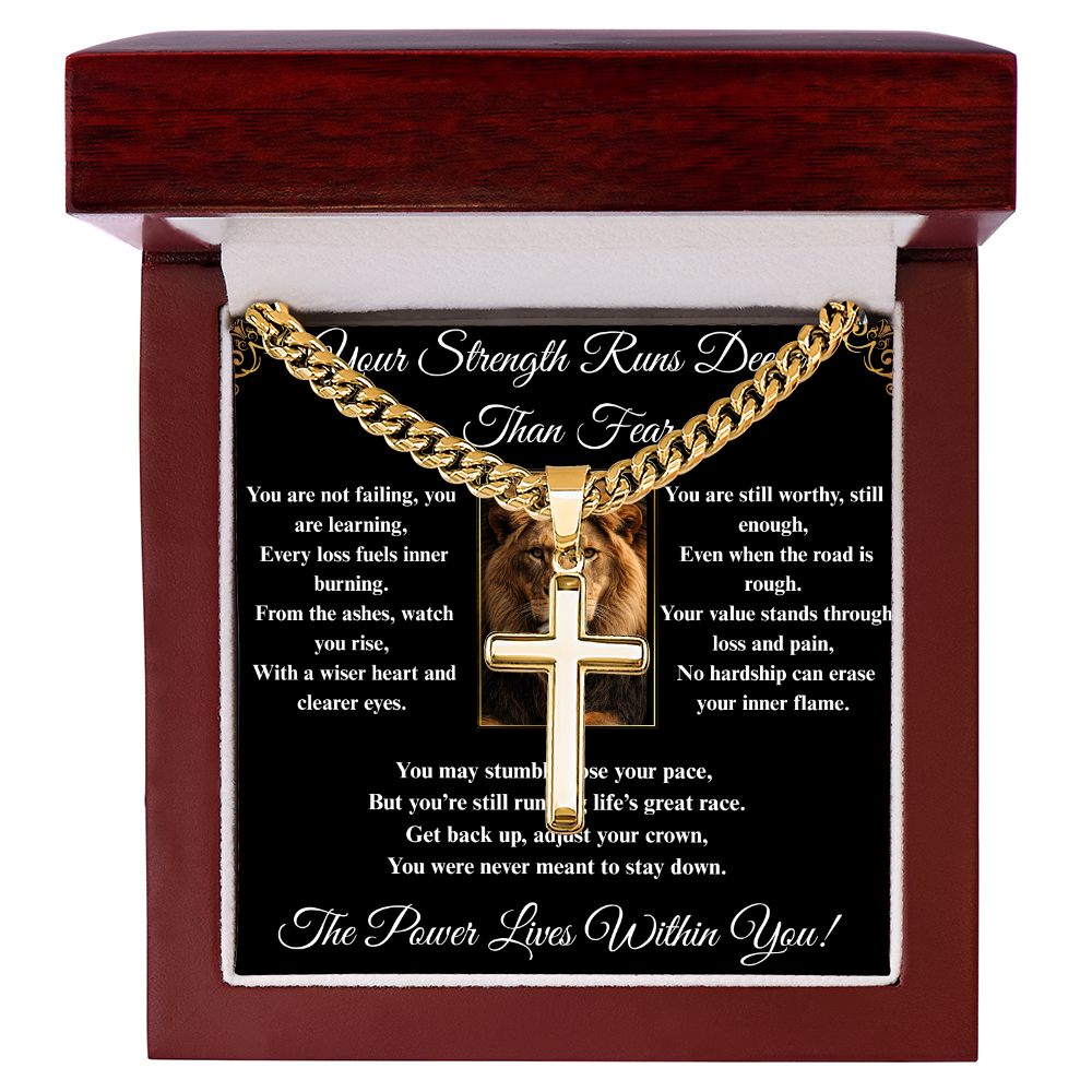 Powerful Motivation Message - Artisan Cross With Cuban Link Chain