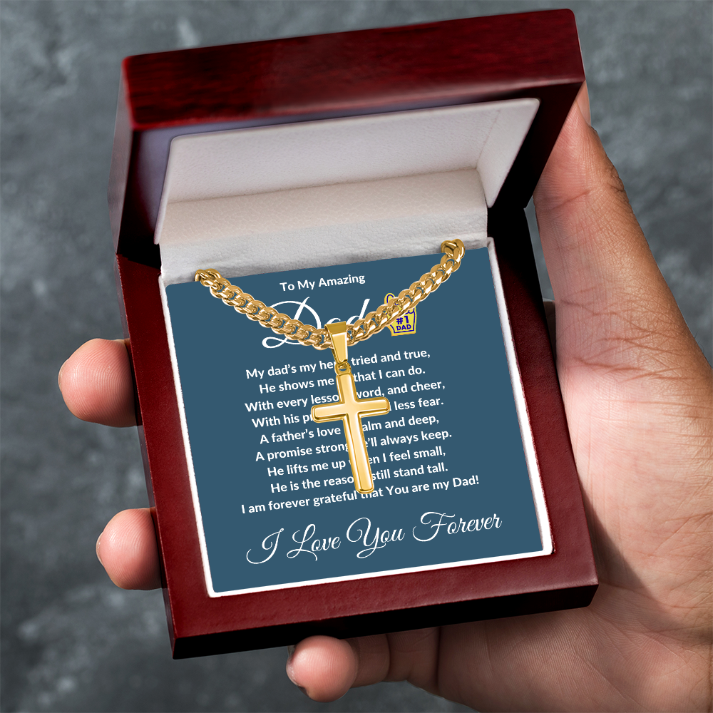 To My Amazing Dad - Custom Cross Cuban Link Chain
