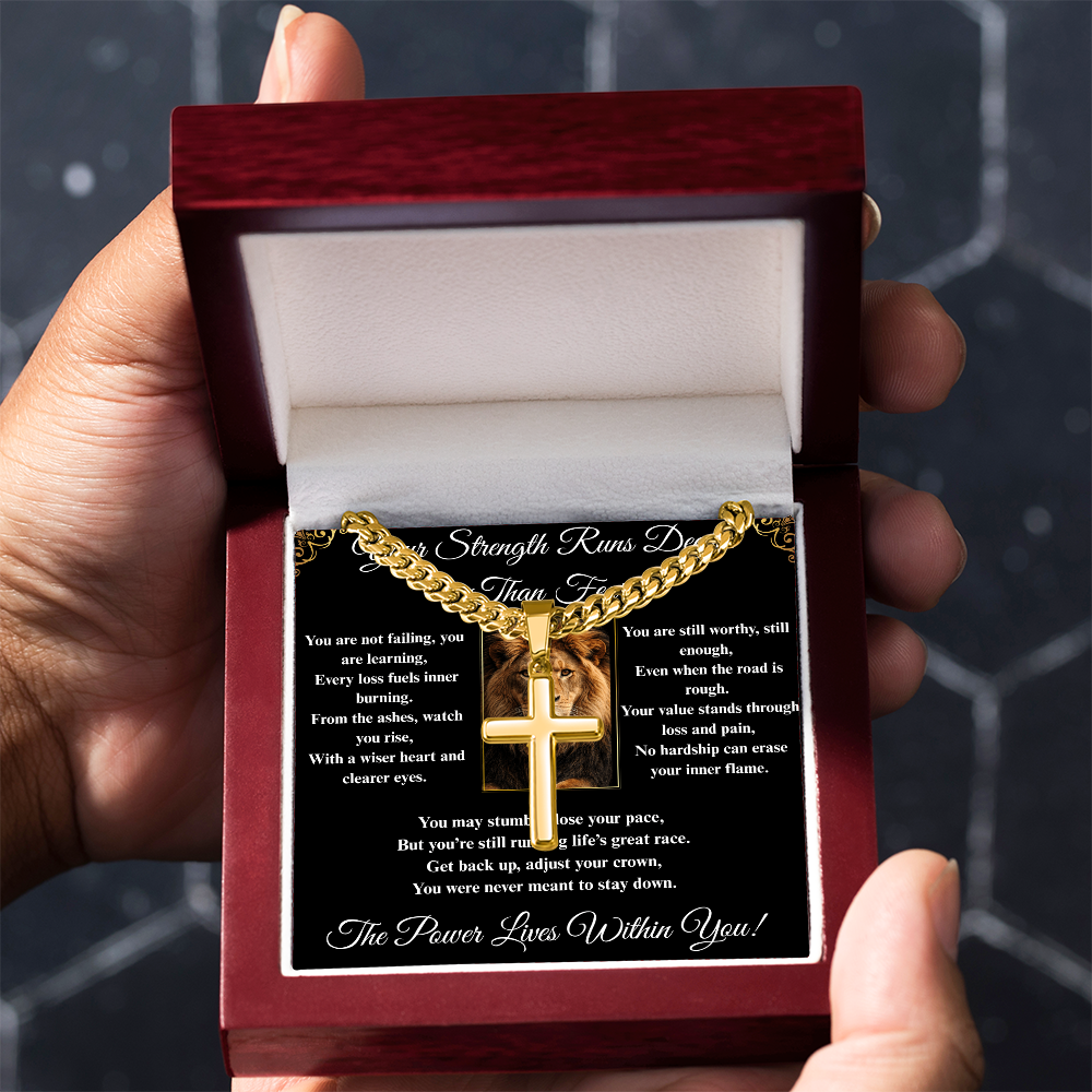Powerful Motivation Message - Artisan Cross With Cuban Link Chain