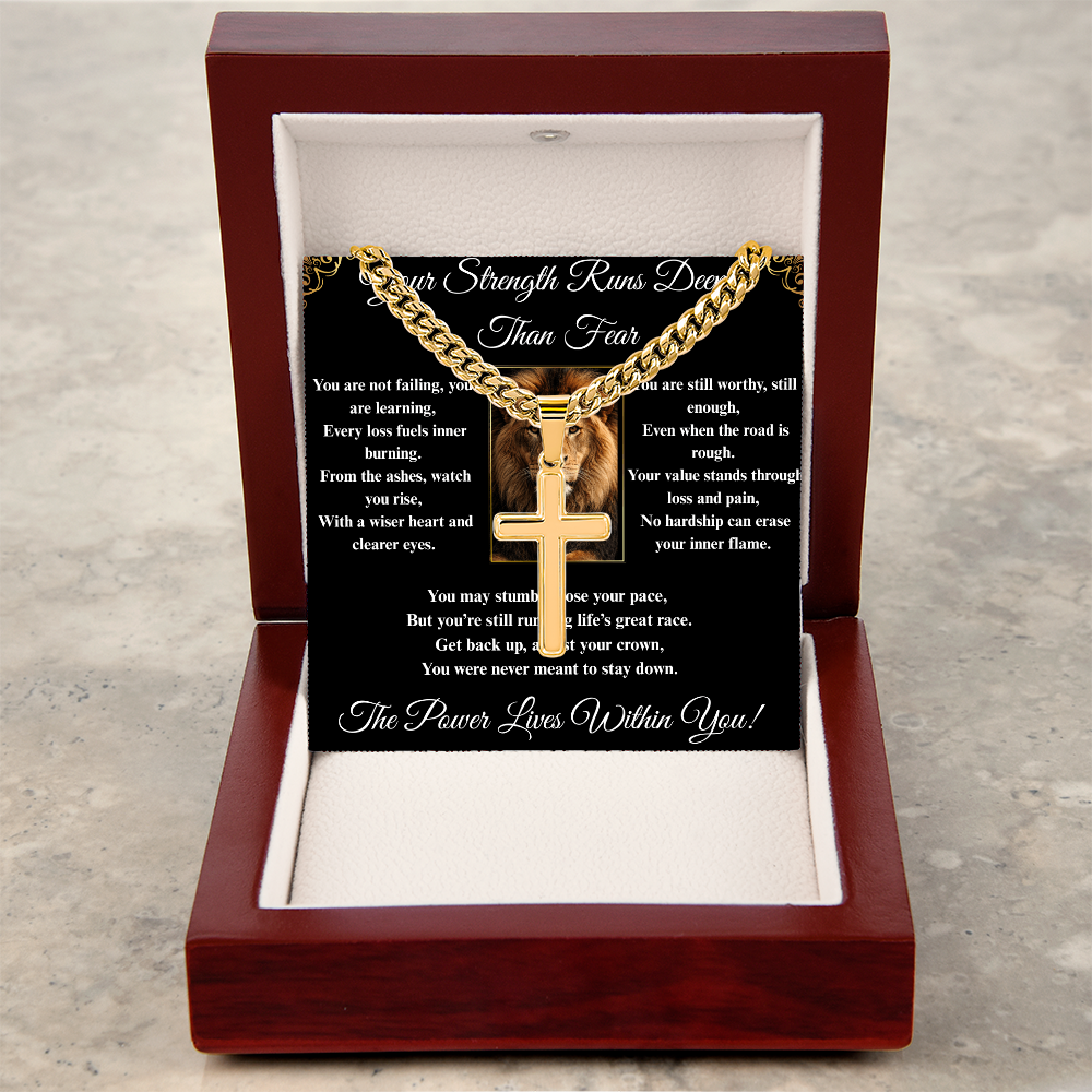 Powerful Motivation Message - Artisan Cross With Cuban Link Chain