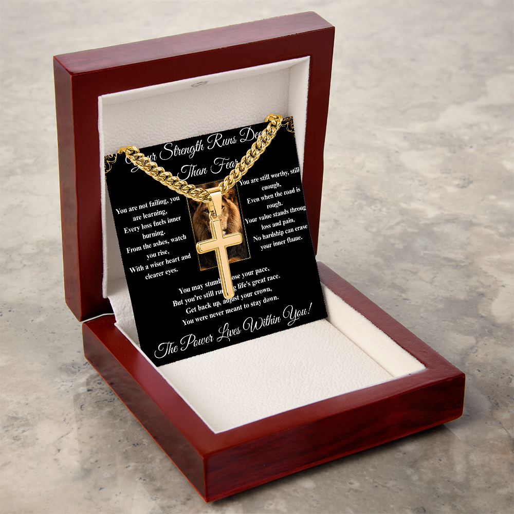 Powerful Motivation Message - Artisan Cross With Cuban Link Chain
