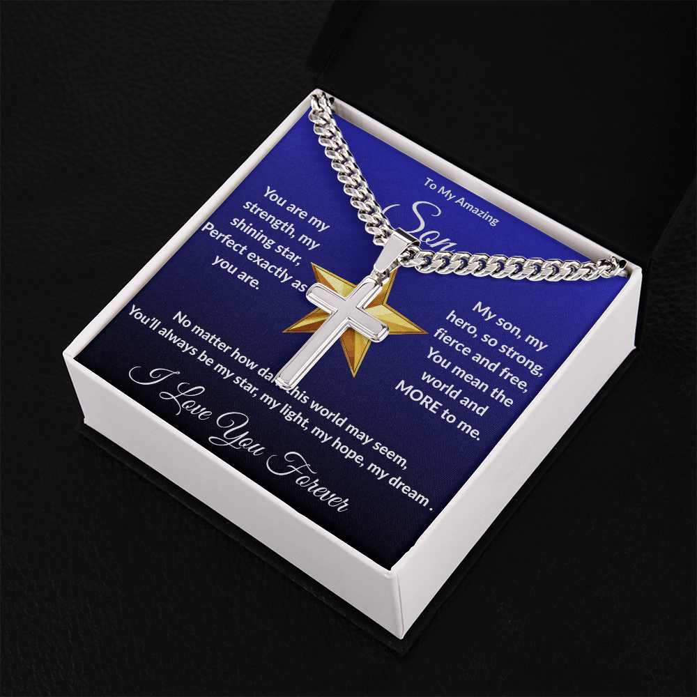 To My Amazing Son - Custom Cross Cuban Link Chain