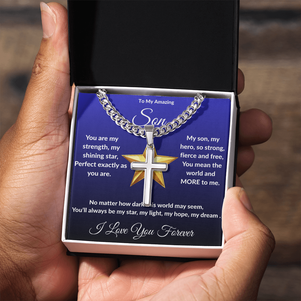 To My Amazing Son - Custom Cross Cuban Link Chain
