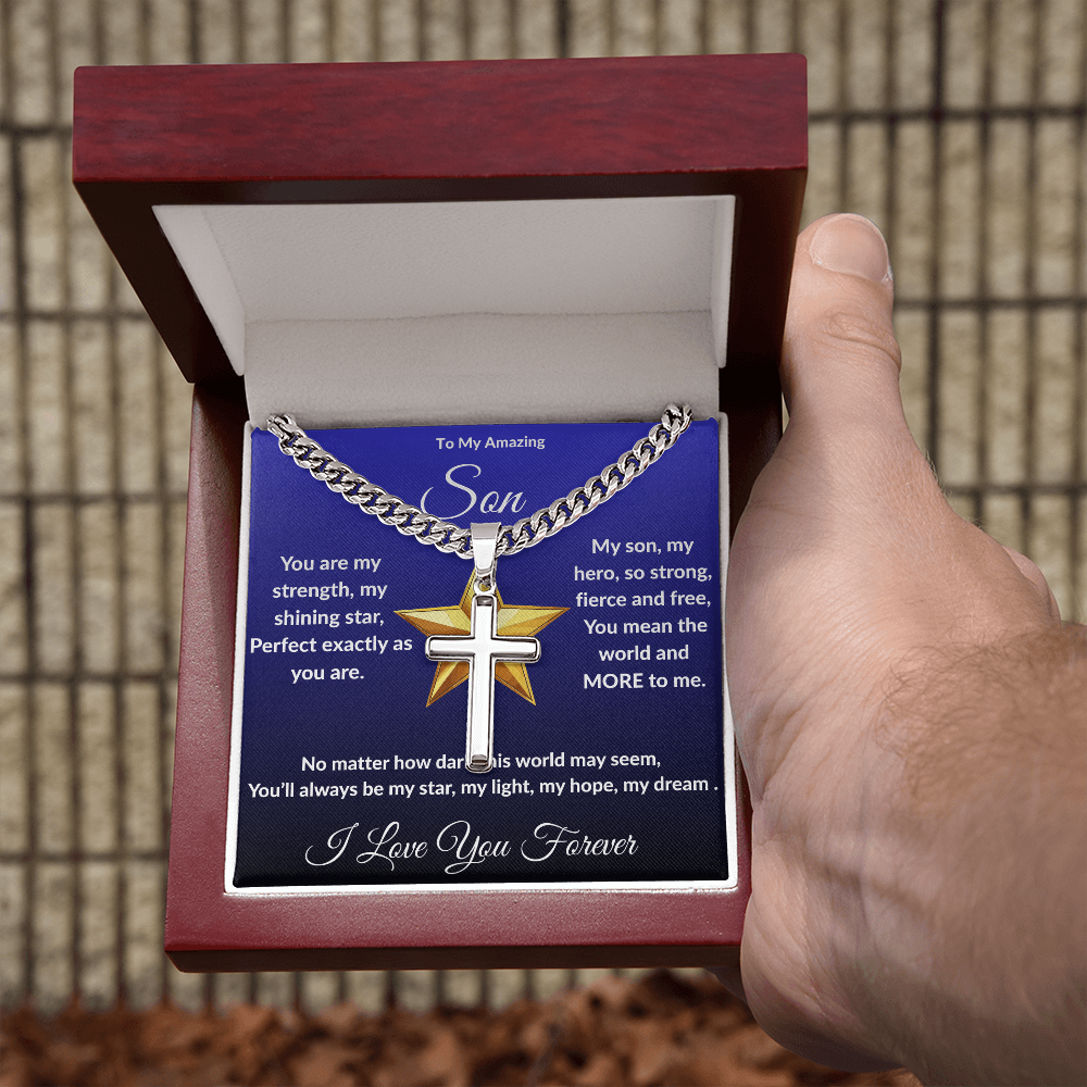 To My Amazing Son - Custom Cross Cuban Link Chain