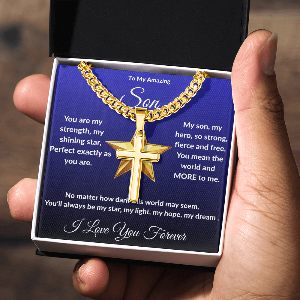 To My Amazing Son - Custom Cross Cuban Link Chain