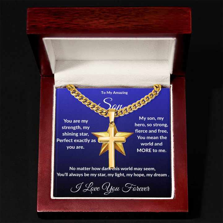To My Amazing Son - Custom Cross Cuban Link Chain