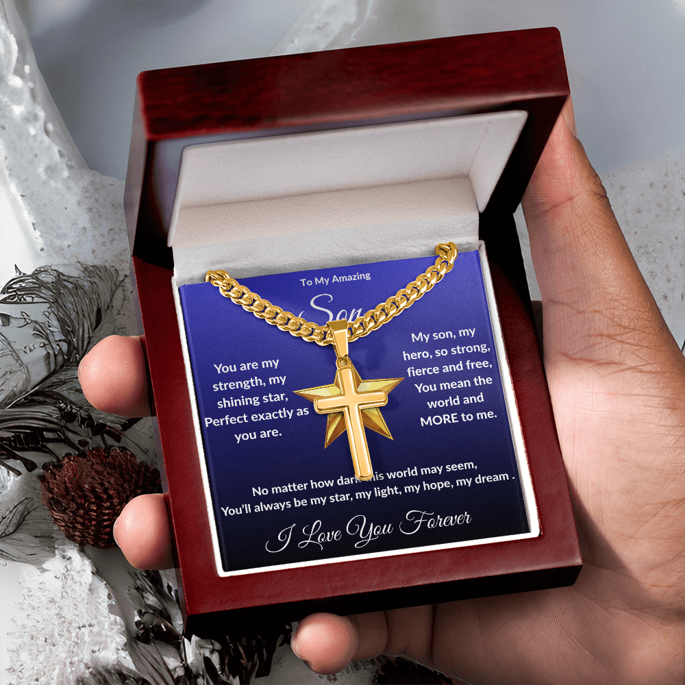 To My Amazing Son - Custom Cross Cuban Link Chain