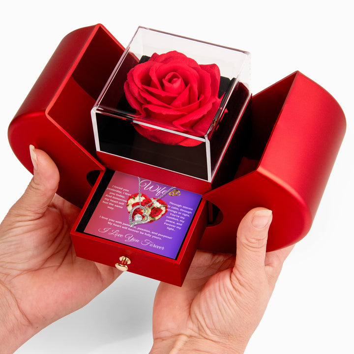 To My Wife - Heart Shaped Diamond Cut Necklace (Rose Gift Box)