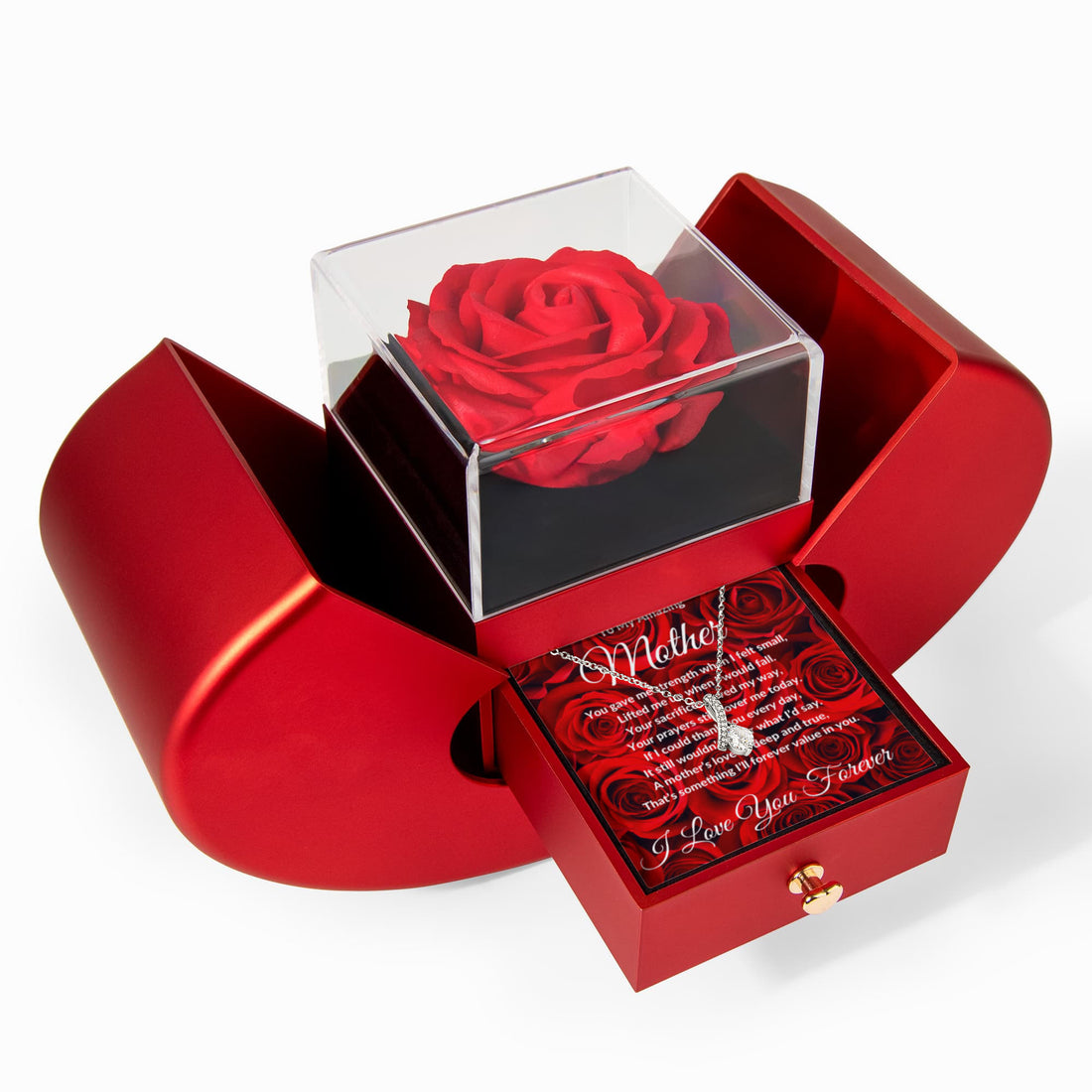 "To My Amazing Mother" Beautiful Diamond Cut Necklace (Rose Gift Box)